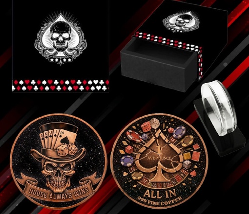skull and spades colorized diamond dust 1 oz copper