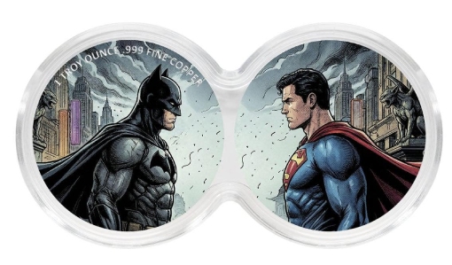2 x 1 oz Batman vs Superman .999 Copper Medal in Duo Stack Capsule