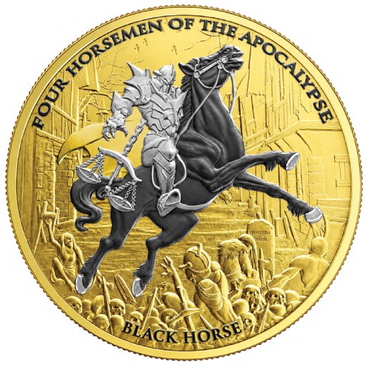Ennobling Black Horse Gold Gilded 1 Oz Silver Coin
