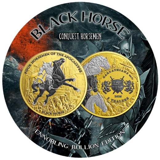 Ennobling Black Horse Gold Gilded 1 Oz Silver Coin - Image 3