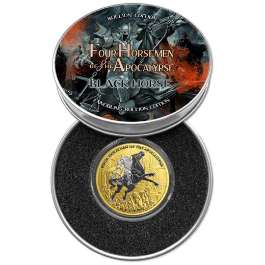 Ennobling Black Horse Gold Gilded 1 Oz Silver Coin - Image 5