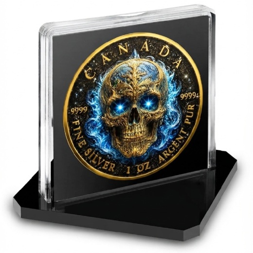 Azure Death Diamond Dust Maple Leaf 1 Oz Silver Coin - Image 3