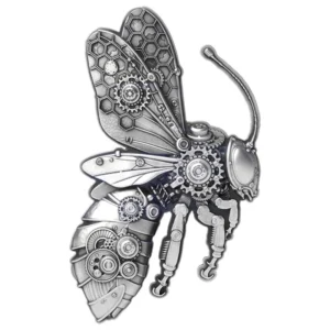 Steampunk Mech Bee Antiqued 2 oz Silver Coin