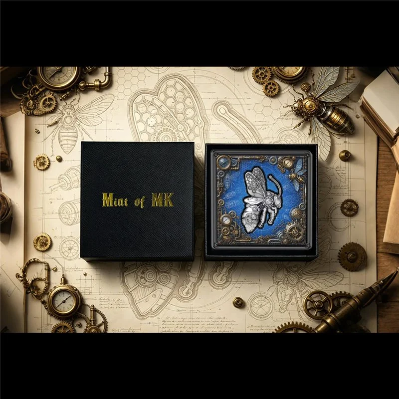 Steampunk Mech Bee Antiqued 2 oz Silver Coin - Image 7