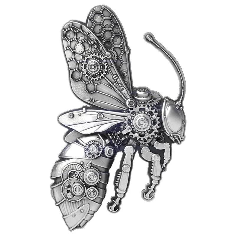 Steampunk Mech Bee Antiqued 2 oz Silver Coin