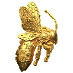 Steampunk Mech Bee Gold Gilded 2 oz Silver Coin