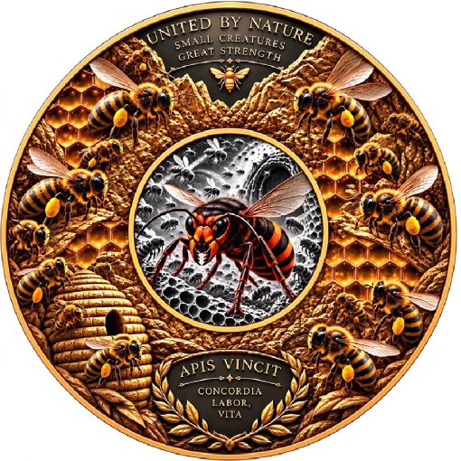 THE BEES AND THE HORNET Hive Battle 1 Kg Copper 1 Oz Silver Libertad Insert