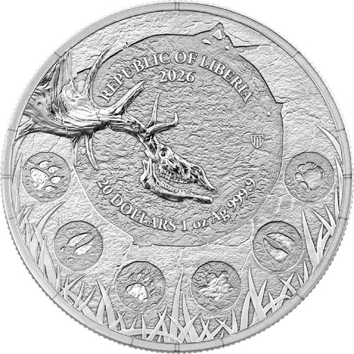 Megafauna Giant Deer 1 Oz Silver BU Coins - Image 2