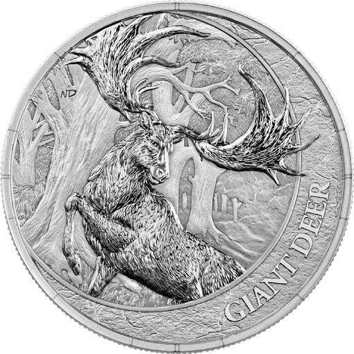 Megafauna Giant Deer 1 Oz Silver BU Coins