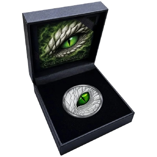 Emerald Dragon Eye 1 oz Silver Coin - Image 3