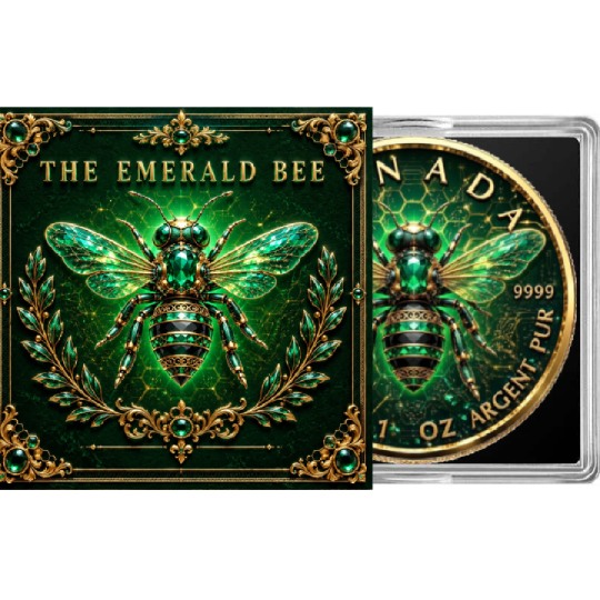 THE EMERALD BEE 1 Oz Silver Maple Leaf - Image 4