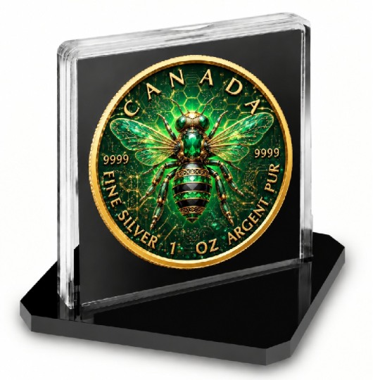 THE EMERALD BEE 1 Oz Silver Maple Leaf - Image 3