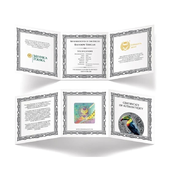 Rainbow Tucan Representatives Of the Species 2 Oz Silver Coin - Image 3