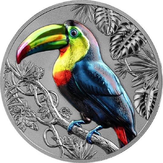 Rainbow Tucan Representatives Of the Species 2 Oz Silver Coin